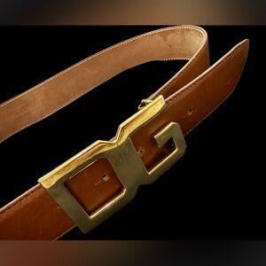Dolce & Gabbana Brown Leather Belt with Gold Logo Buckle